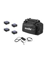 EUROLITE Set 4x AKKU Flat Light 3 bk + Charger + Soft Bag