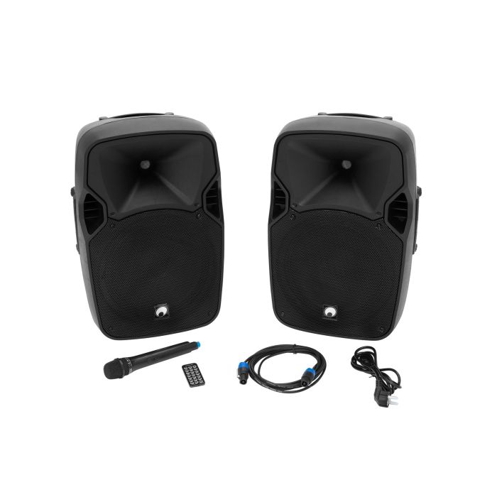 OMNITRONIC XFM-212AP Active 2-Way Speaker Set with Wireless Microphone