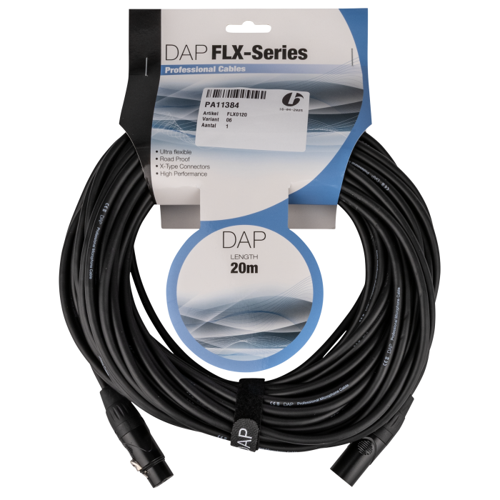 The FLX0120 is a basic microphone cable for all-round use. The FLX01 has high quality specs, featuring X-type connectors, low noise, a wide dynamic range, high flexibility and is road-proof!