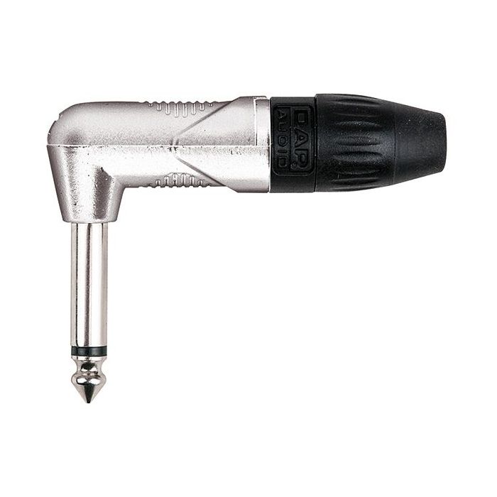 Dap Mono Haakse Jack connector X-type Nikkel met zwarte eindkap