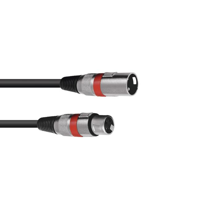 OMNITRONIC XLR Kabel male / female 3polig 1 mtr zwart met rode ring markering