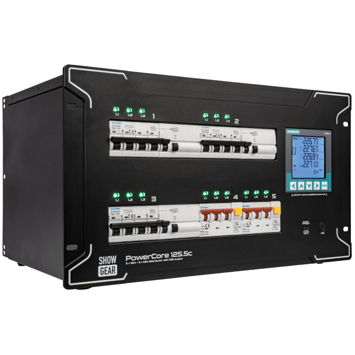 Showgear PowerCore 125.5c
2x CEE 32A + 3x CEE 63A