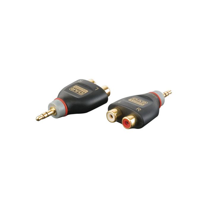 XGA17 - Mini Jack Male stereo naar 2 x RCA ( Cinch ) Female verloop stekker