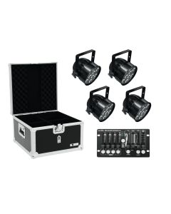 EUROLITE Set 4x LED PAR-56 QCL bk + Case + Controller