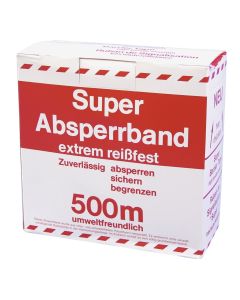 Afzetband / Afzet lint rood / wit 500mtr x 75mm op rol