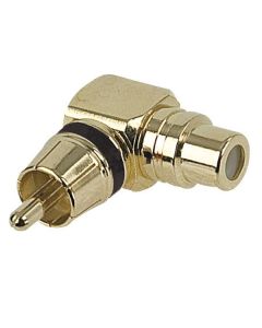 DAP-Audio RCA Male  RCA Female 90° adapter Black Ring haakse cinch verloop