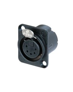 Neutrik XLR 5p. Chassis Female Silver contacts, Black metal housing