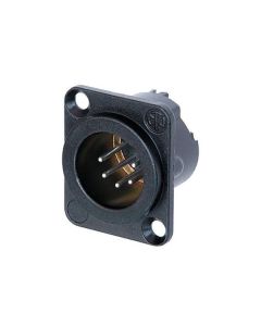 Neutrik XLR 5p. Chassis Male Silver contacts, Black metal housing