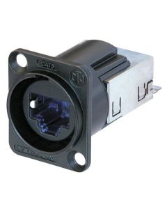 Neutrik Ethercon CAT-6 D-size , D-vormige CAT6-paneelconnector met zwarte verchroomde behuizing 