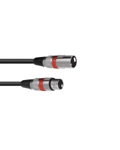 OMNITRONIC XLR Kabel male / female 3polig  1 mtr zwart met rode ring markering