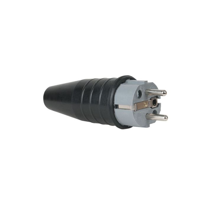 Rubber Schuko 230V/240V CEE7/VII Connector Male Grijs