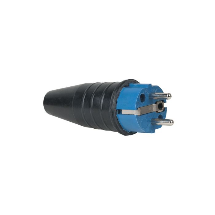 Rubber Schuko 230V/240V CEE7/VII Connector Male Blauw