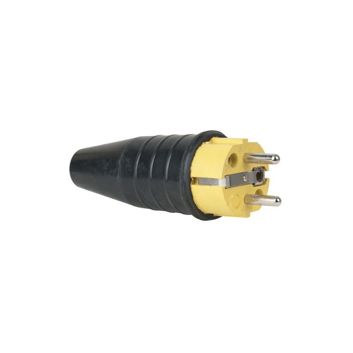Rubber Schuko 230V/240V CEE7/VII Connector Male Geel