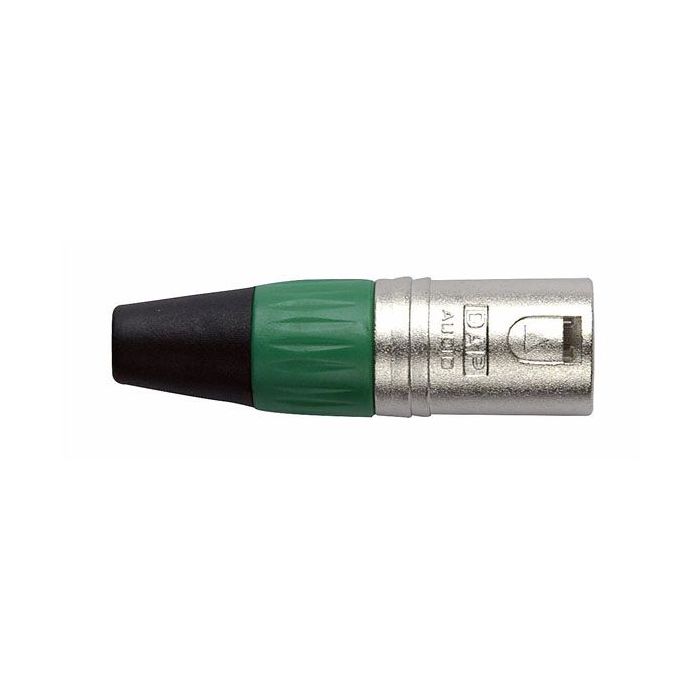 Dap XMK203NG XLR 3polig male xlr connector nickel behuizing groene eindkap