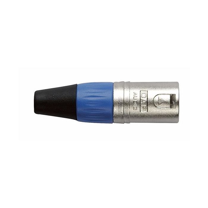 Dap XMK203NU XLR 3polig male xlr plug nickel behuizing Blauwe eindkap
