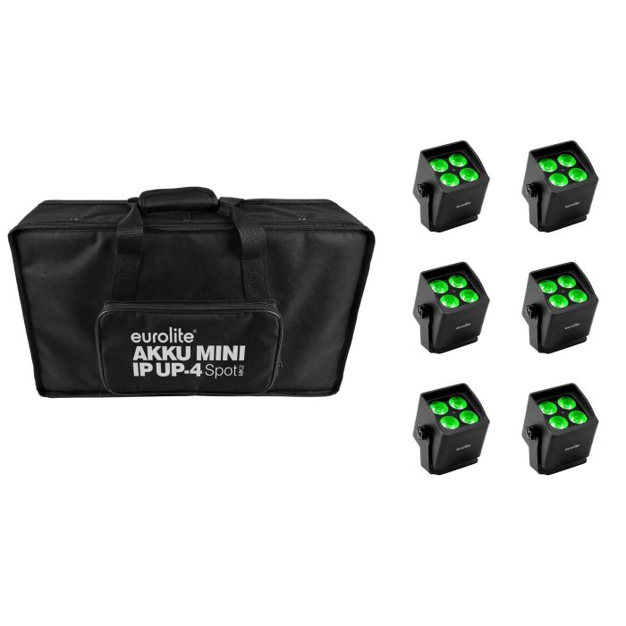 EUROLITE Set 6x AKKU Mini IP UP-4 QCL Spot MK2 RGBW + Soft Bag