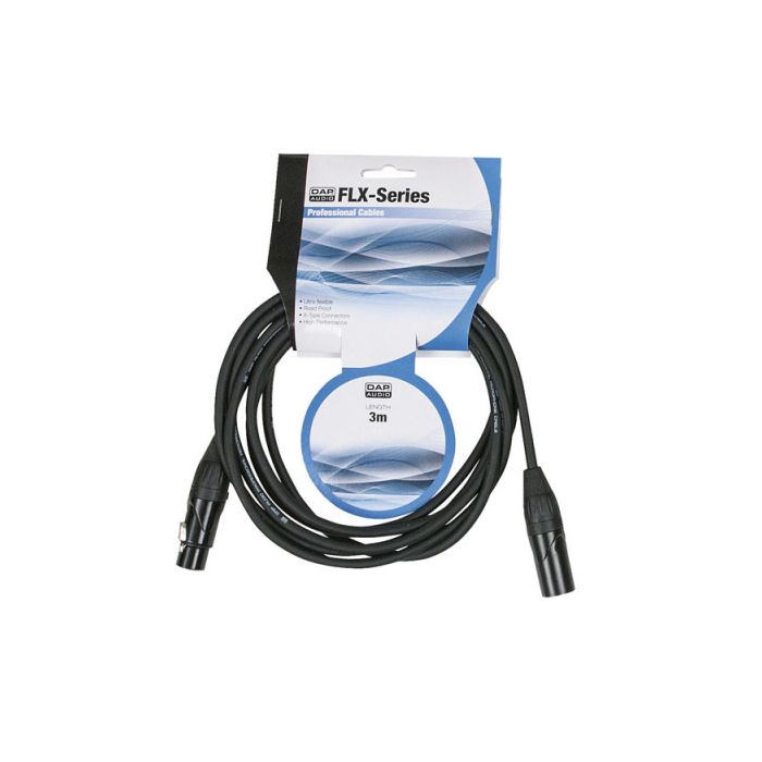DAP FLX013 Gebalanceerde 3 polige XLR kabel 3 mtr X-type connectoren