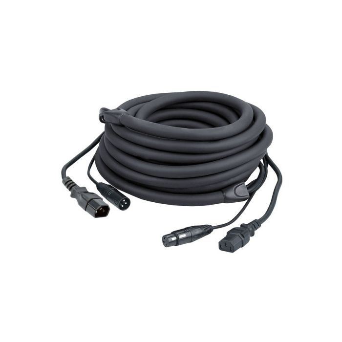 DAP FP12150 - IEC/XLR Male naar IEC/XLR Female 1.5mtr power+dmx zwart