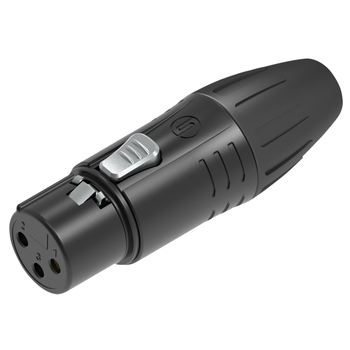Seetronic SCMF3BGBK XLR 3P Connector, female Vergulde contacten - zwarte behuizing