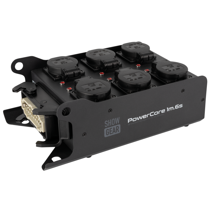 Showgear PowerCore 1m.6s Breakout Multipin H16 in naar 6x Schuko