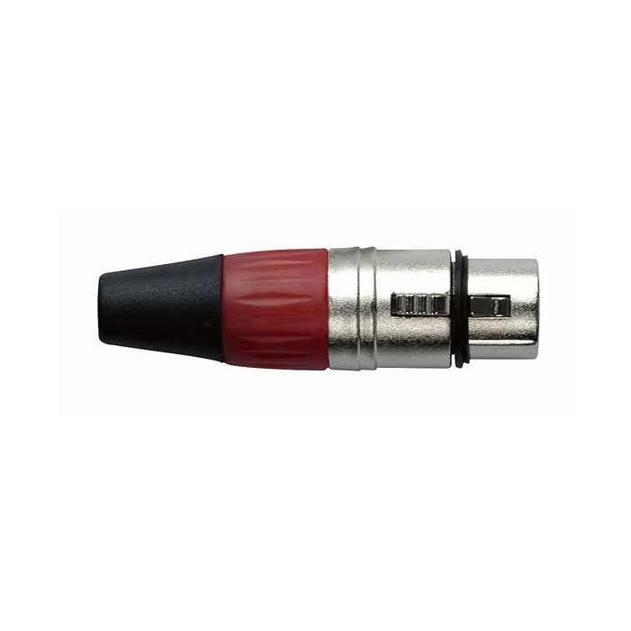Dap XFK203NR Female XLR connector 3 polig nickel met Rode eindkap