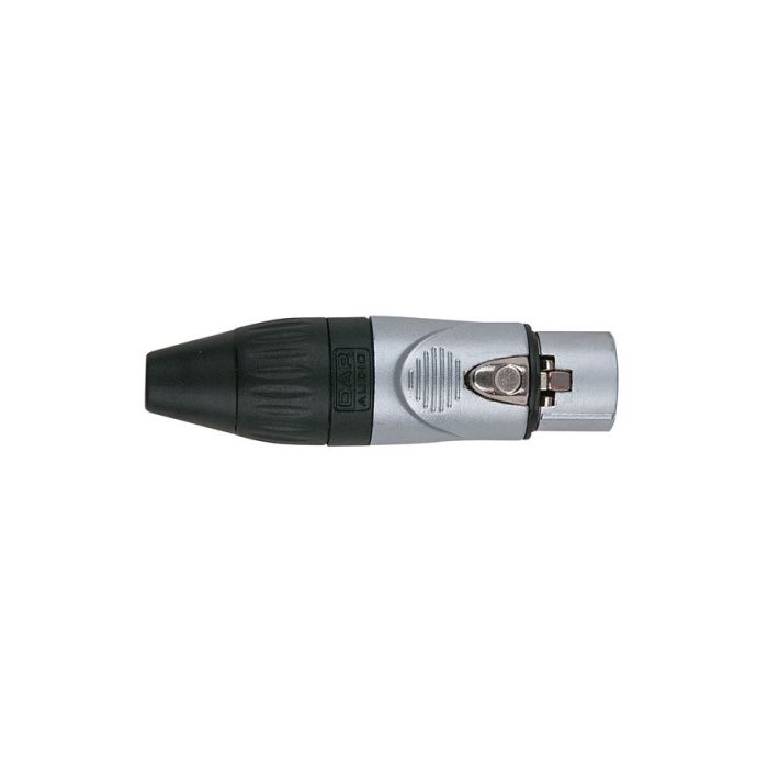 Dap XLR conector 3 polig female X- Nikel met zwarte eindkap