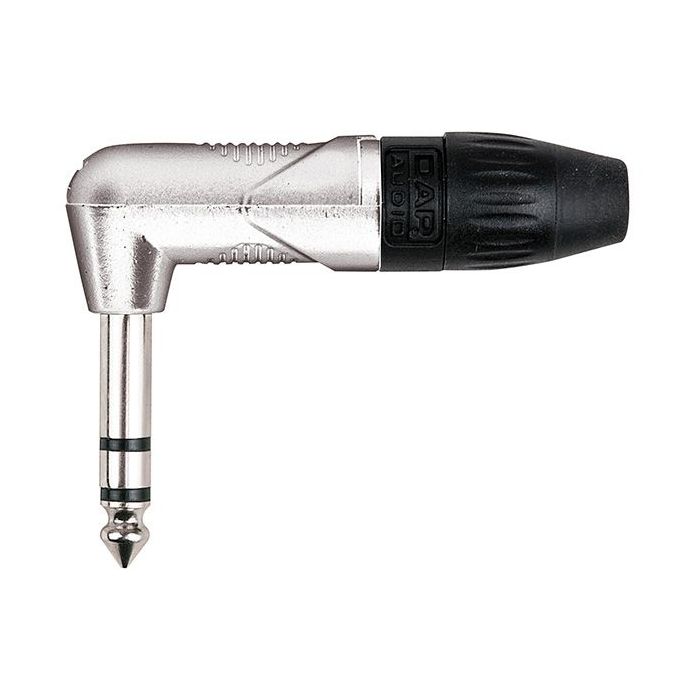 Dap Stereo Haakse Jack connector X-type nikkel met zwarte eindkap